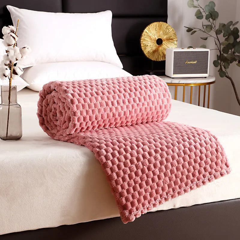 Flannel solid colour cover blanket in Beige, polyester fibre, 150x200cm size option