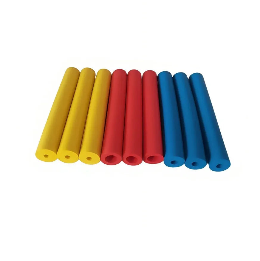 Pack of black rubber grip hoses for utensil handles, showing inner and outer diameter.
