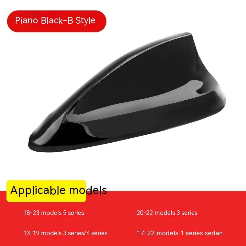 BMW shark fin antenna cover replacement in carbon fibre pattern and piano black finishes