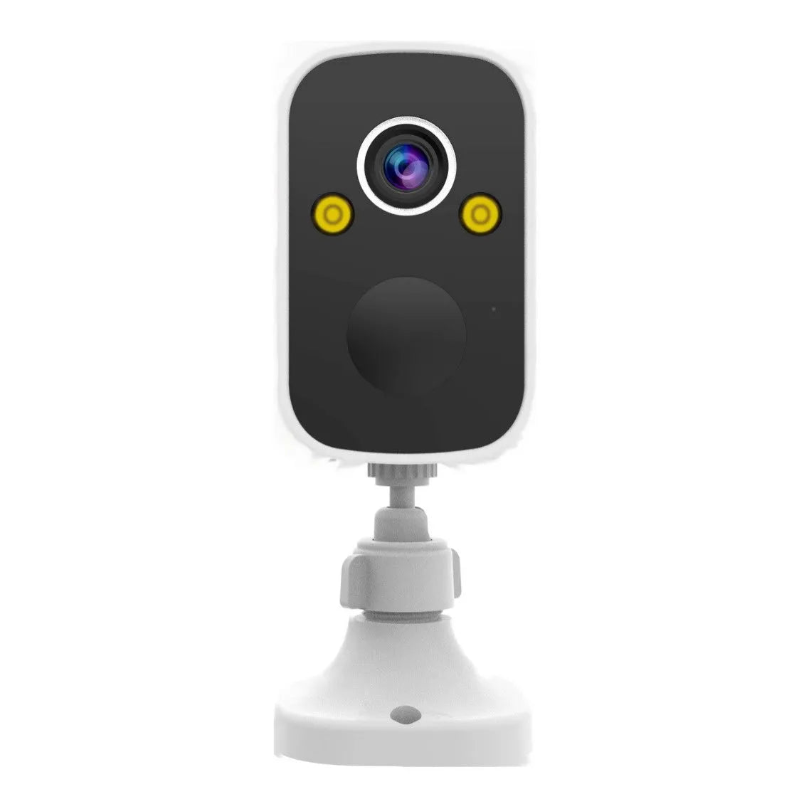 Wireless battery surveillance camera with mobile phone remote monitoring on white background