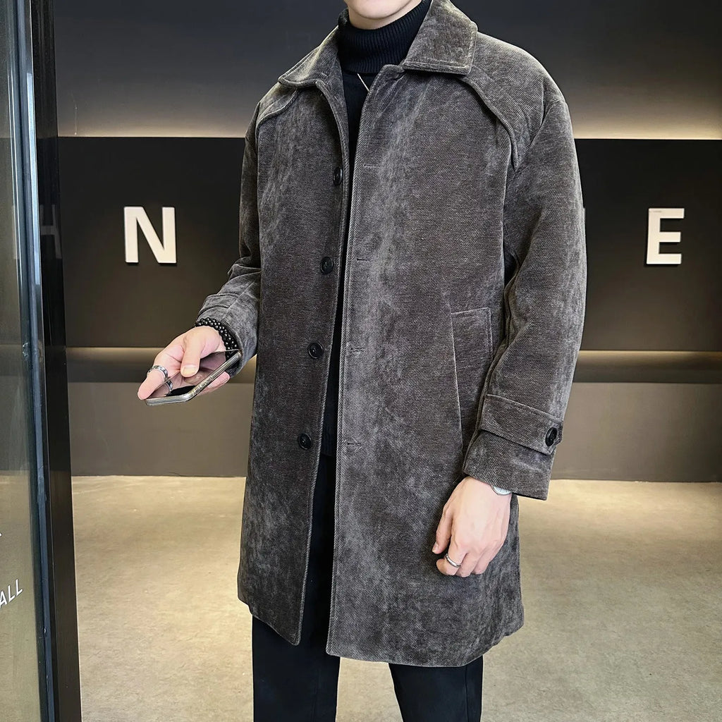 Long brown chenille cotton wool coat with thickened windproof jacket for winter