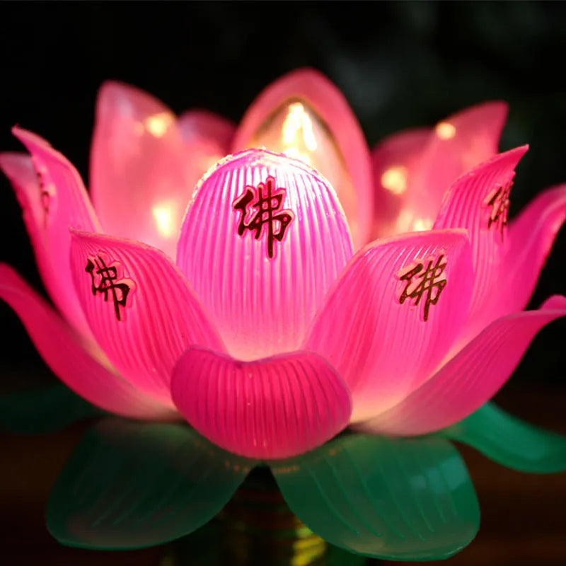 Buddha Light plug-in worship lamp with colourful lotus design for spiritual decor