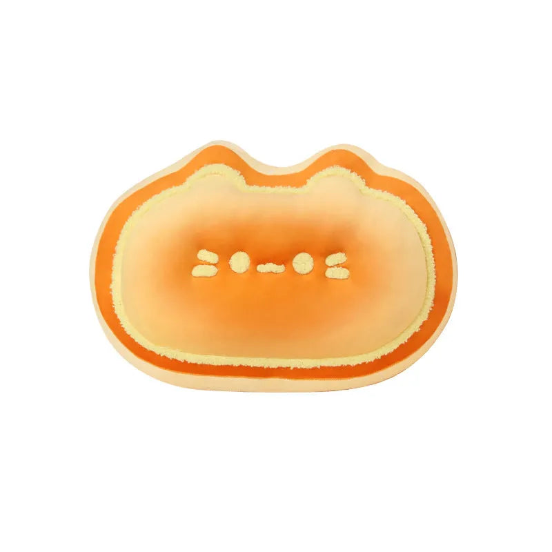 Cheese shape plush pillow 40cm in caramel kitten and strawberry pig designs