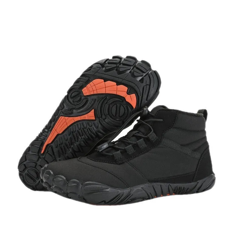 Fleece-lined waterproof snow boots, unisex high-top, black dark blue khaki, sizes 36-47