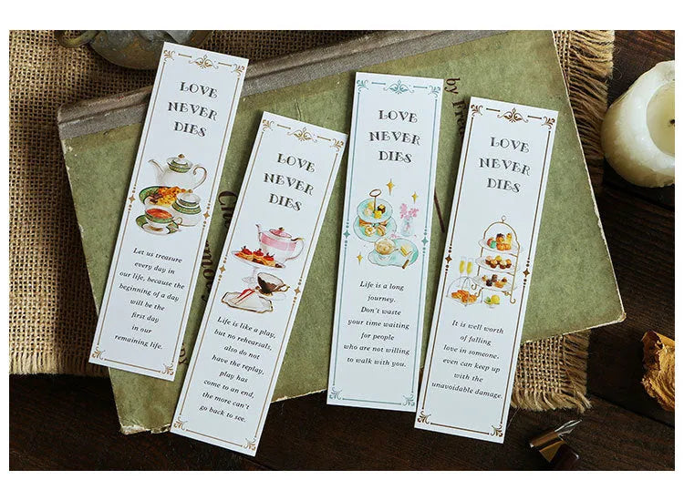 Student Creative Art Bookmark 350g thick white cardboard 40x150mm with Fruit and Flower design
