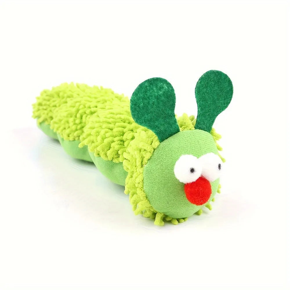Green rechargeable interactive plush cat toy pillow measuring 24x11x5cm