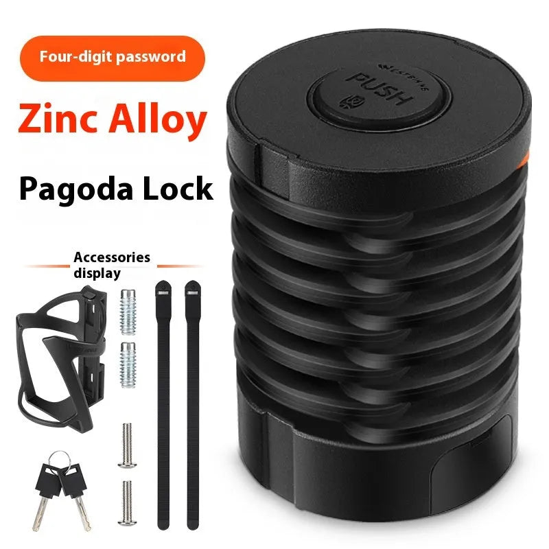 Black bicycle fliplock password anti-theft folding lock for mountain bikes and electric cars.