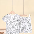 Cotton children loungewear pajama suit in unicorn print, top and pants set, sizes 2T to 9T