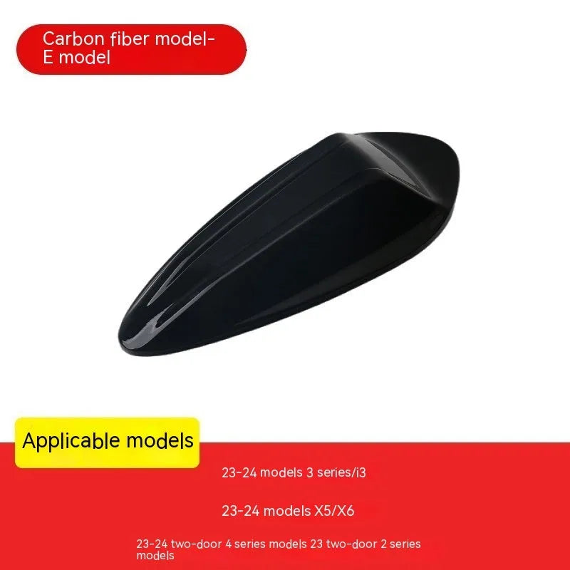 BMW shark fin antenna cover replacement in carbon fibre pattern and piano black finishes