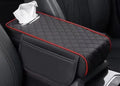 Universal car armrest box cushion in leather with built-in tissue buggy bag