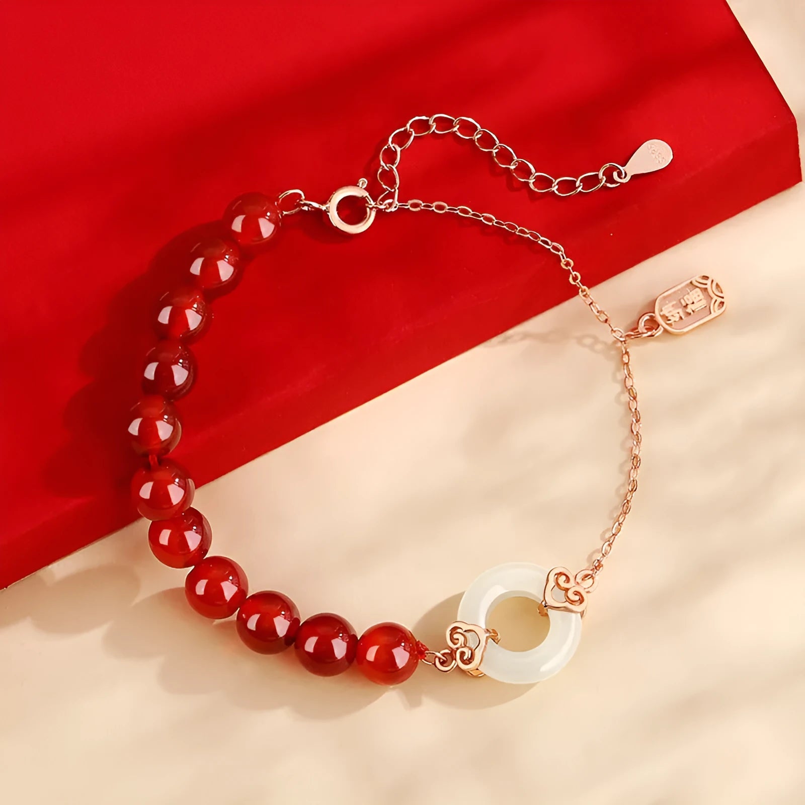 Women's sterling silver 925 peace buckle bracelet with Xiangyun and Fu character in S0269 colour.