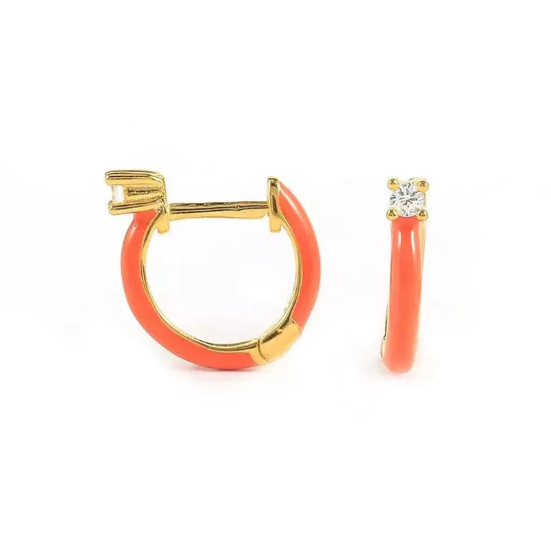 Geometric hand-dripping oil earrings with silver needle copper posts in six colours