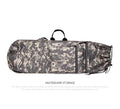 Roll-up skateboard bag in black nylon with an adjustable shoulder strap, shown carrying a skateboard.