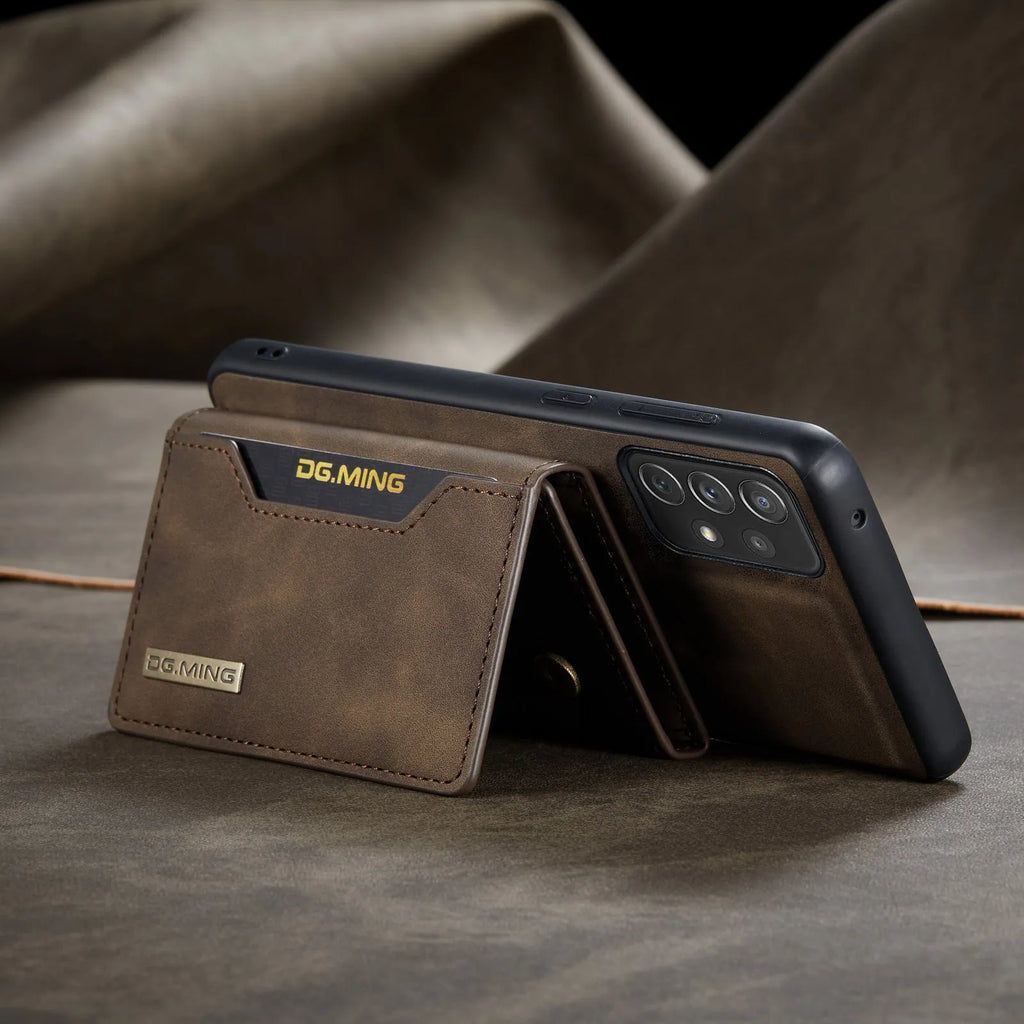Anti-fall card-inserting PU leather protective case for Samsung Galaxy, wallet style with bracket and magnetic closure
