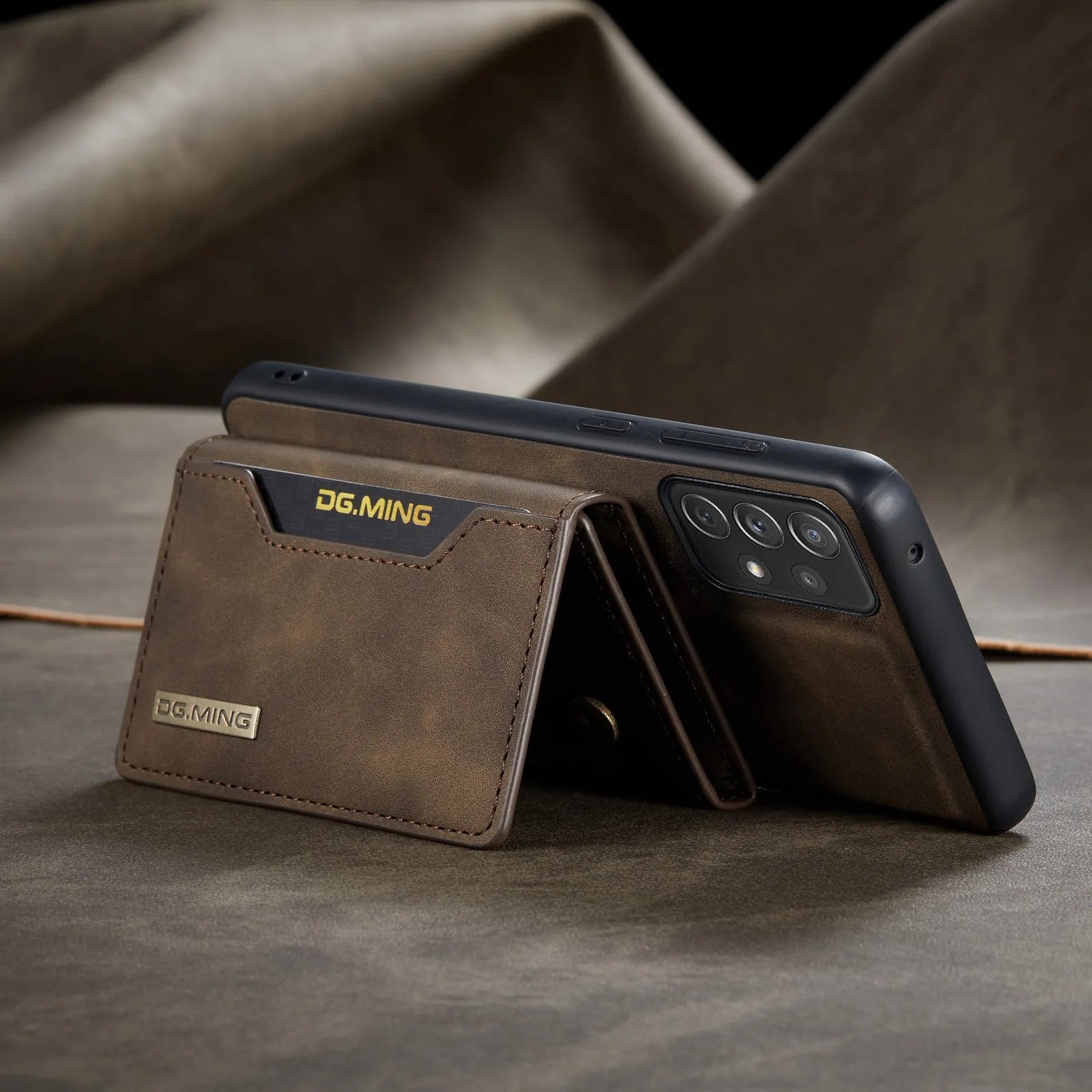 Anti-fall card-inserting PU leather protective case for Samsung Galaxy, wallet style with bracket and magnetic closure