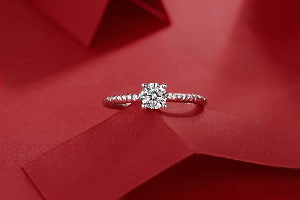 Wedding ring set with top-quality moissanite, S925 silver, platinum plated, 0.5 carat, gift box