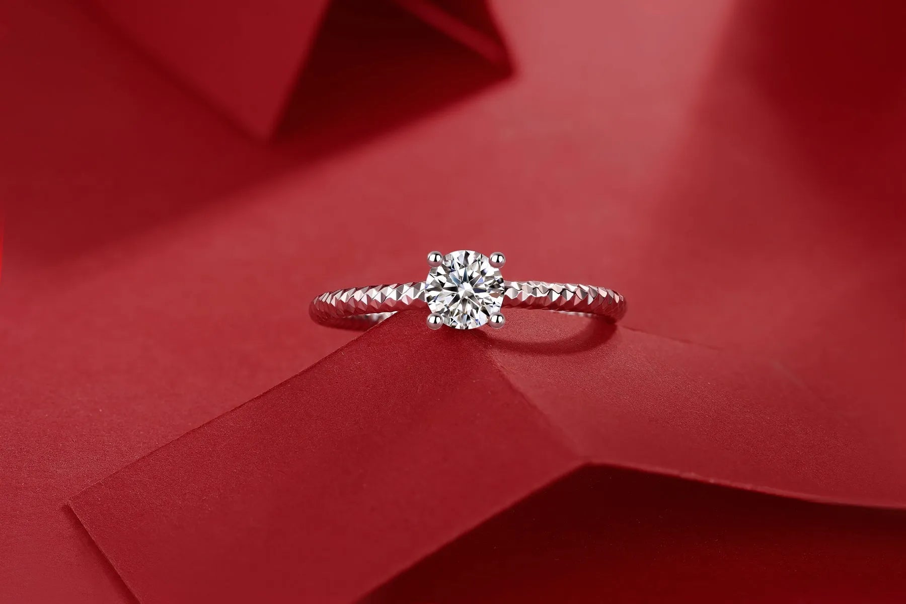 Wedding ring set with top-quality moissanite, S925 silver, platinum plated, 0.5 carat, gift box