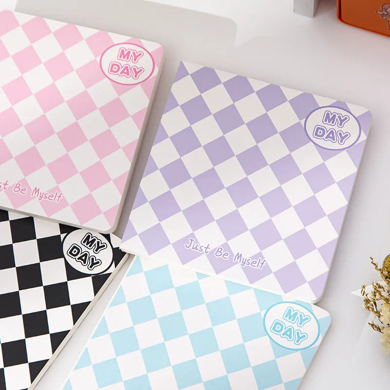 Ins style Japanese Korean cute notebook with checkerboard pattern cover and 100 sheets of Daolin paper