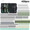 420-piece space beam carp fishing accessories set in 12cm x 9.5cm x 3cm box with swivels, pins, and hooks