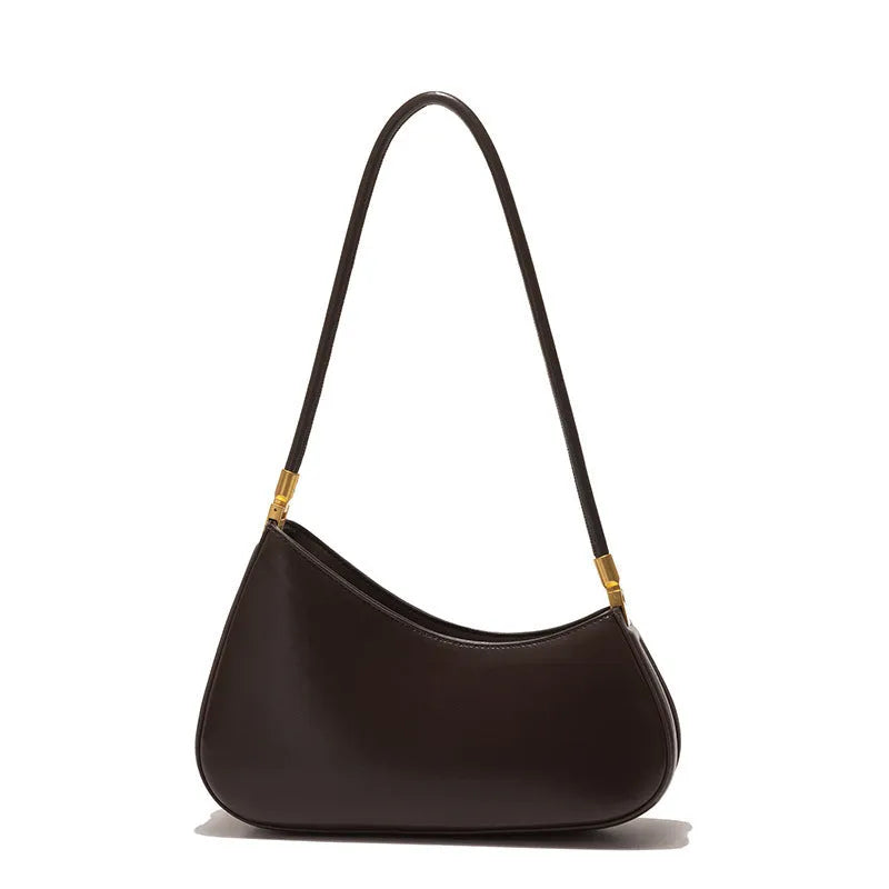Retro oval women's underarm bag in seven colour options with single shoulder strap and sandwich pocket