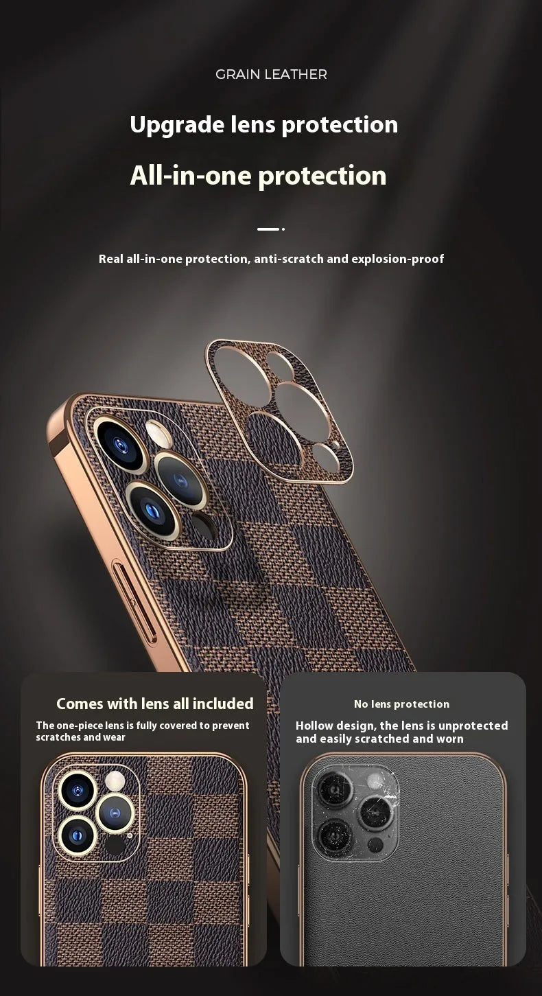 Streamer Plating Plaid TPU phone case in blue for iPhone 12 Pro with shimmery finish