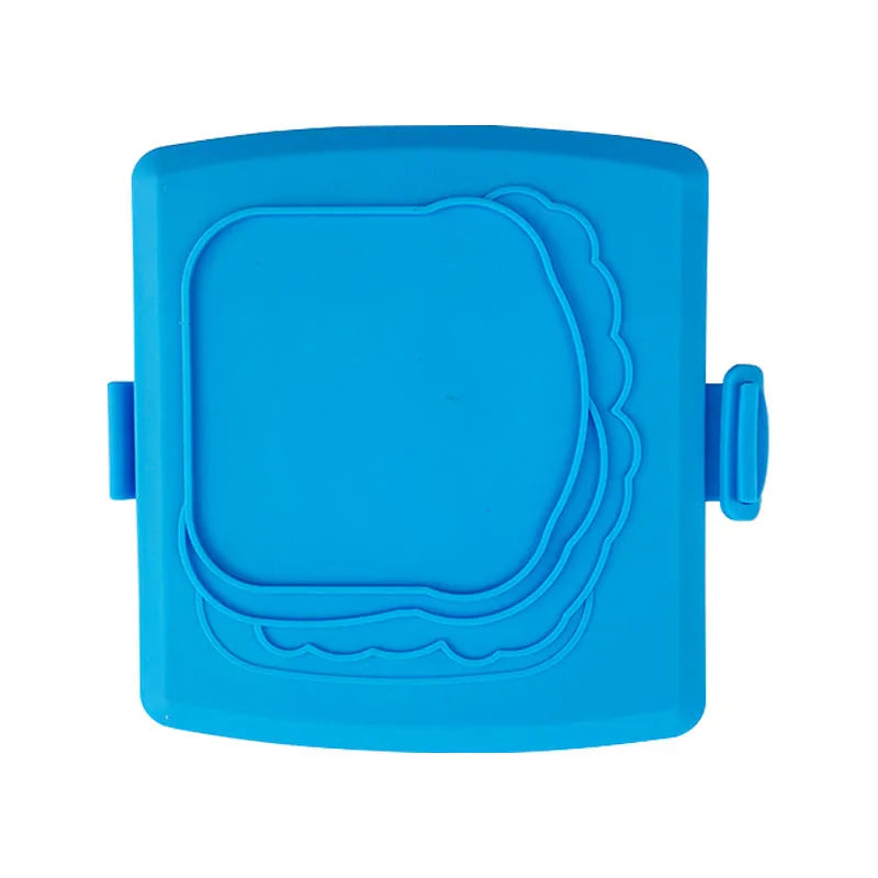 Red silicone baking tray set with plate and hand clamp for safe oven handling.