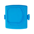 Red silicone baking tray set with plate and hand clamp for safe oven handling.