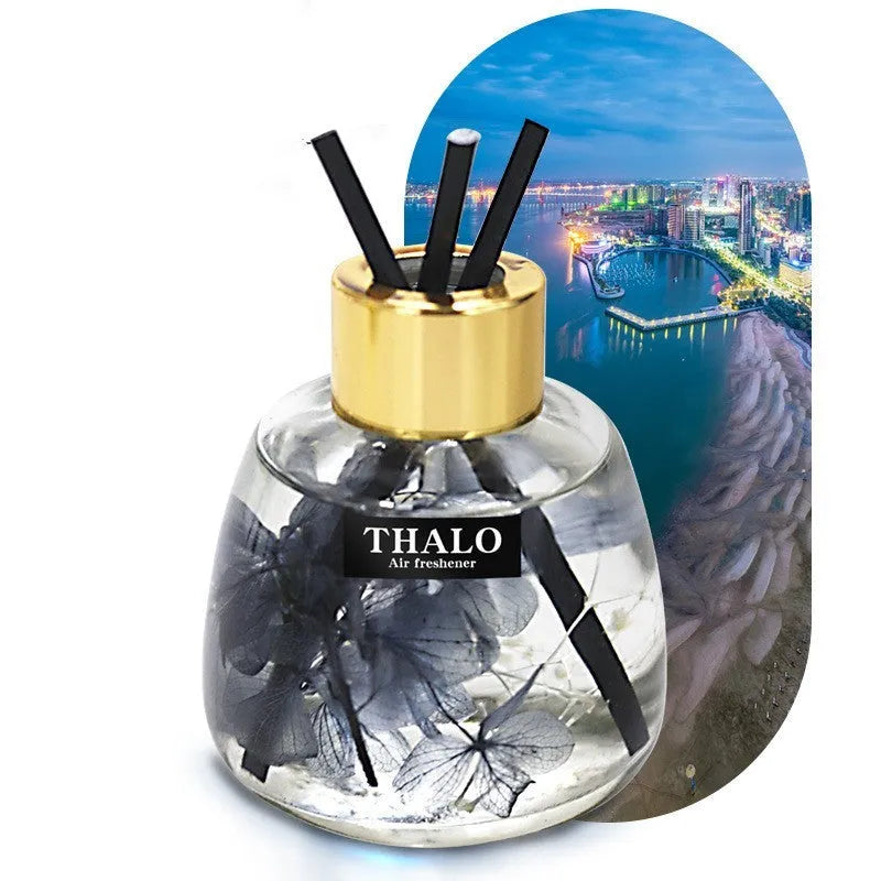 Glass bottle car perfume ornament for vehicle aromatherapy in decorative design.