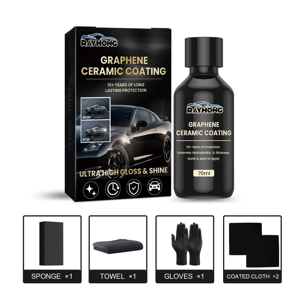 70ml automotive graphene ceramic coating kit with sponge, towel, gloves and cloths