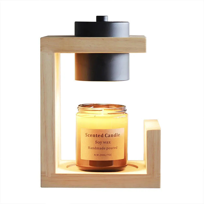 Nordic solid wood dimmable wax melting lamp in black with two bulbs