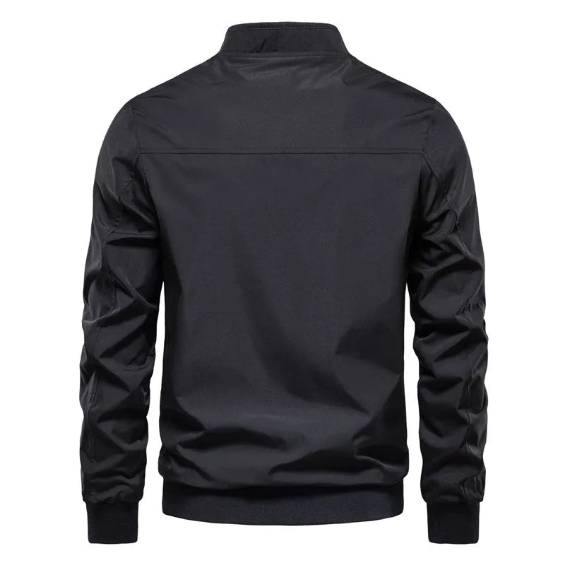 Men's solid colour thin casual jacket in polyester, shown in army green