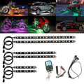 Black RGB LED vehicle light bar with wireless receiver and remote control for motorcycle and car atmosphere lighting