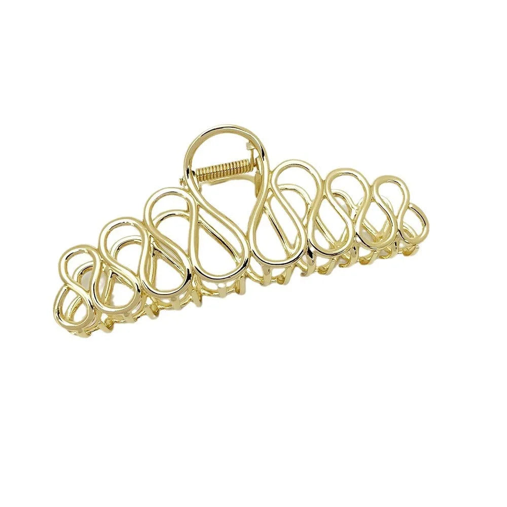 Large minimalist hair clip with tassel decoration in gold or silver electroplated finish