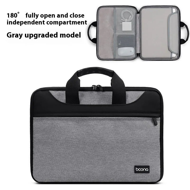 Encapsulate full open close Oxford cloth laptop bag for business travel in black with soft carry handle