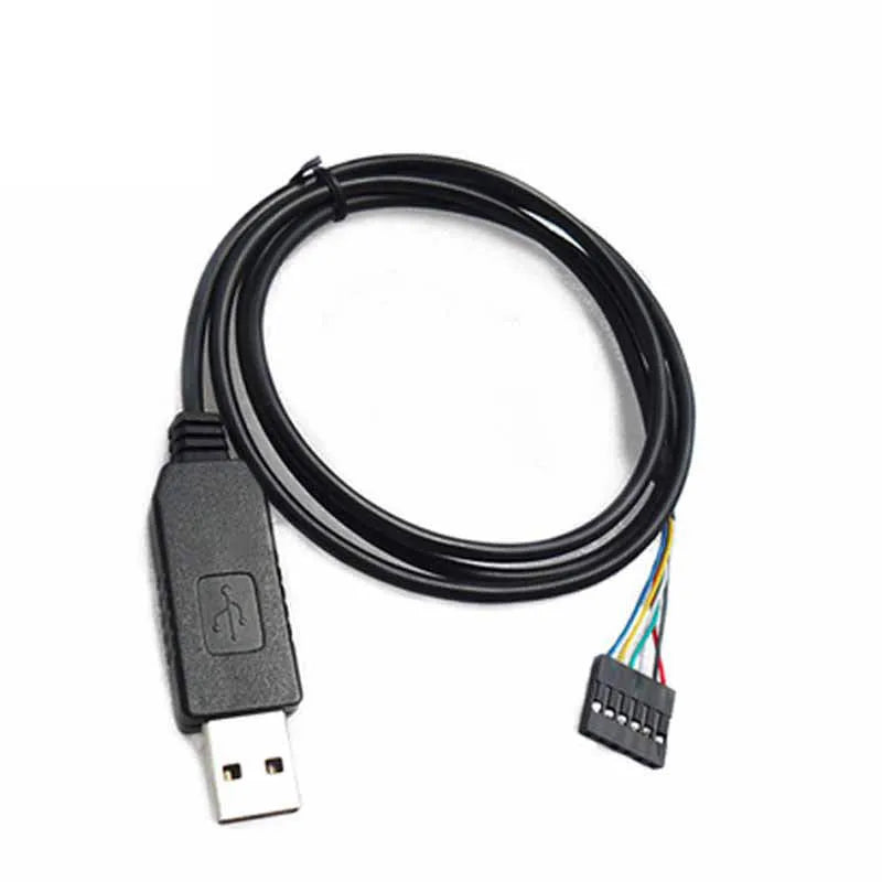 Black FT232 USB to TTL download cable with CTS RTS 6PIN, FTDI chip, 1 metre, OD4.0