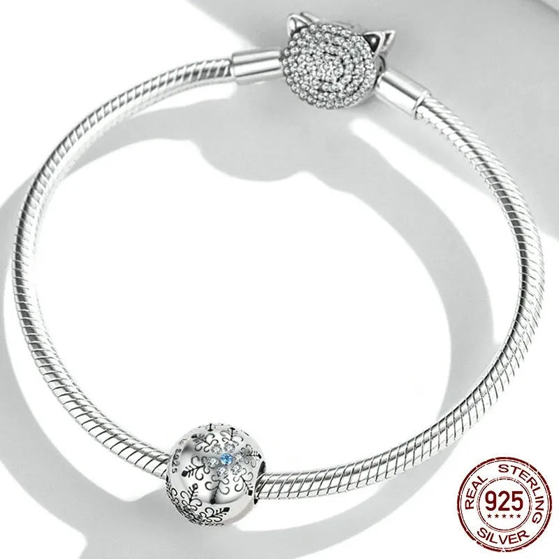 925 sterling silver snowflake bead in colour BSC513 for DIY bracelet and string bead making