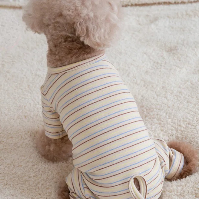 Pet dog four feet home clothing in apricot colour with fashion minimalist stripe design for small to extra large dogs
