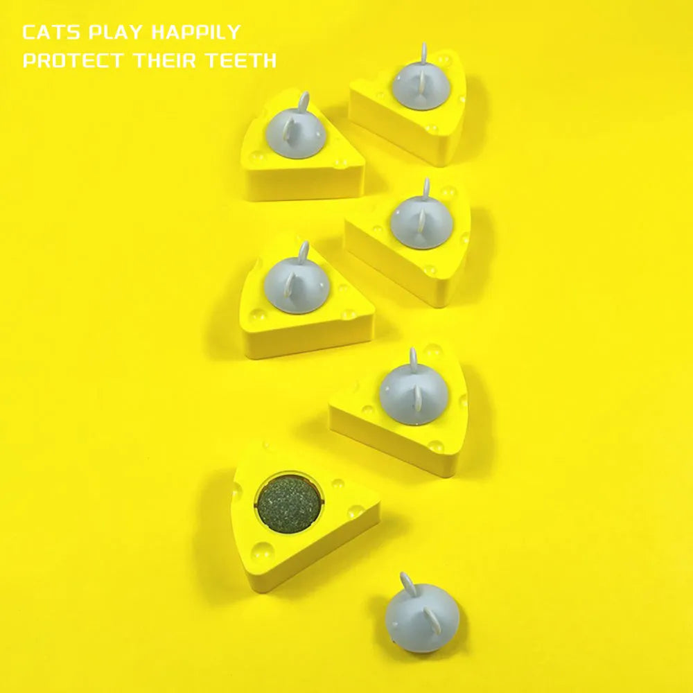 Yellow catnip toy balls with natural cheese and silvervine flavouring for indoor cat play