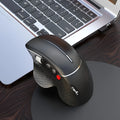T32 Black and Silver Grey wireless vertical ergonomic computer mouse with aluminium side roller.