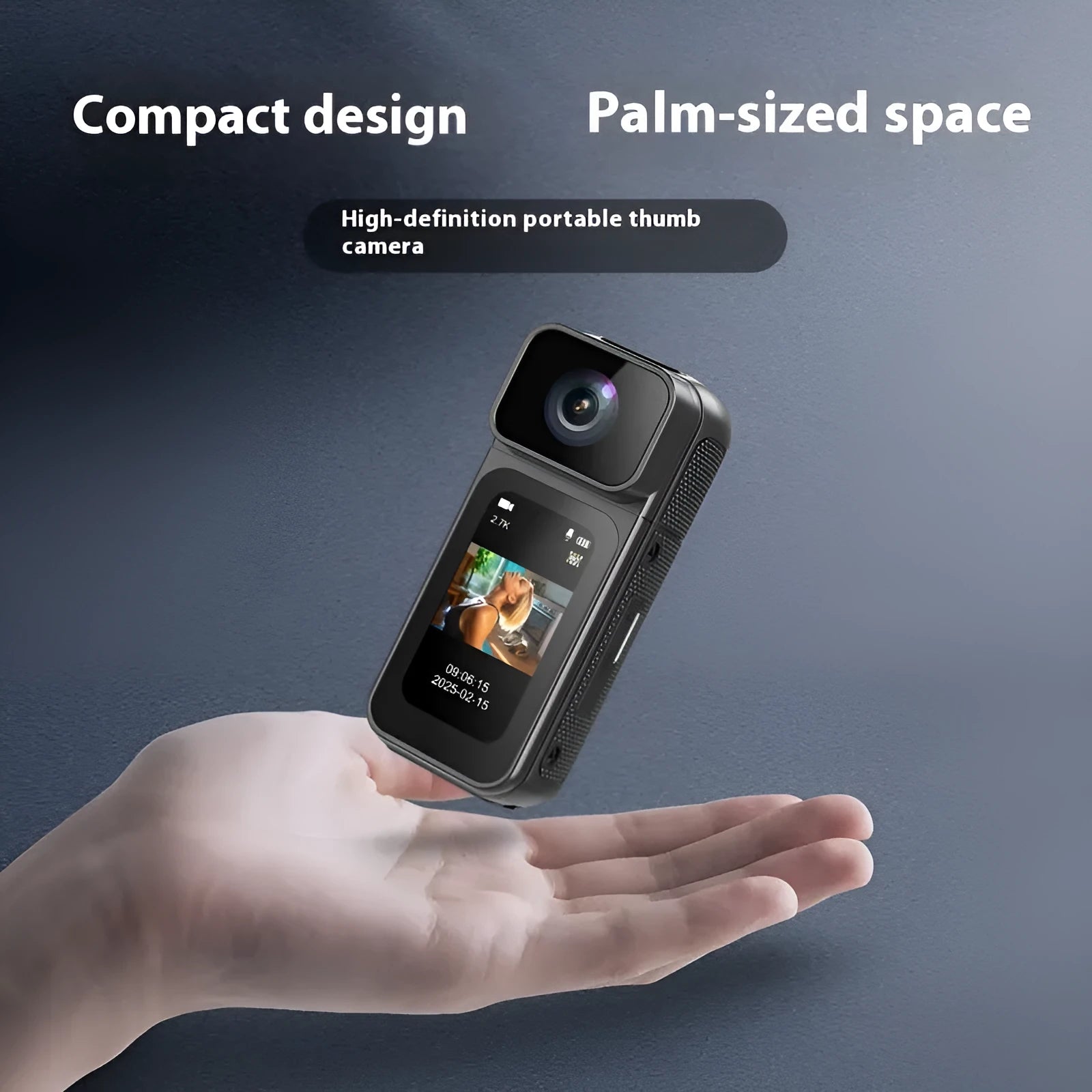 S80 HD sports camera with anti-shake, compact black body measuring 64x28x20mm, suitable for outdoor video recording