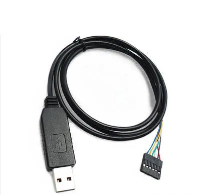 Black FT232 USB to TTL download cable with CTS RTS 6PIN, FTDI chip, 1 metre, OD4.0