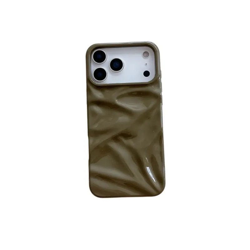 Three-dimensional pleated pattern TPU phone case in QF pleated green for iPhone 15 Pro