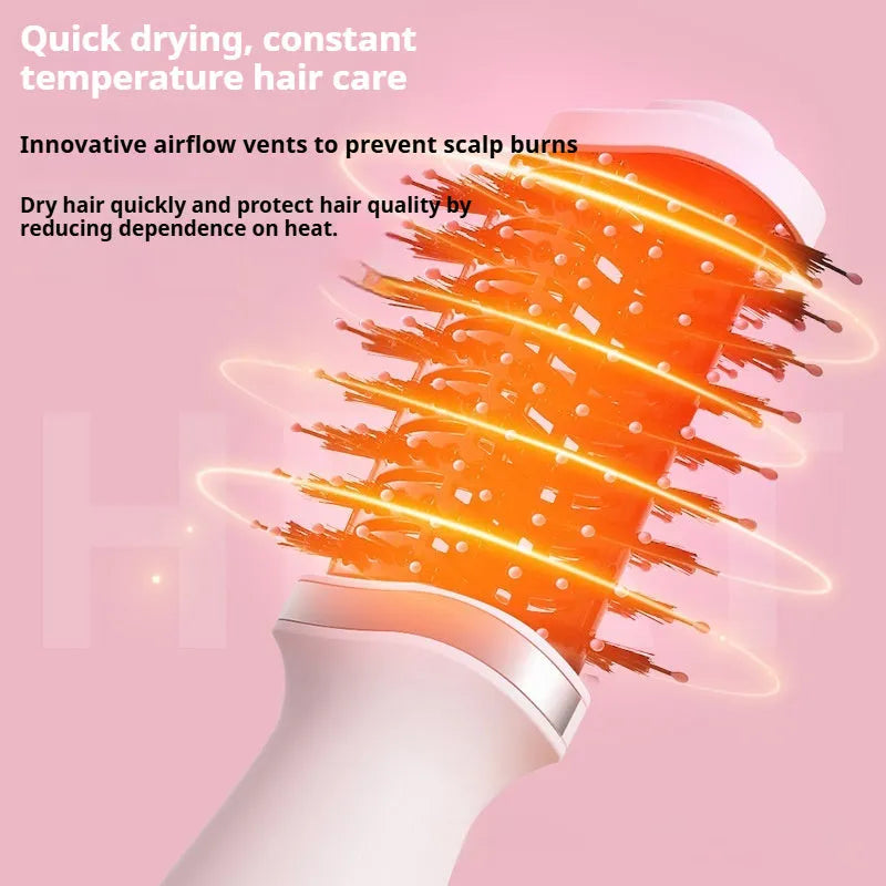 Pink multifunctional hair dryer with dual-use comb and curling attachment, model YZM-8015
