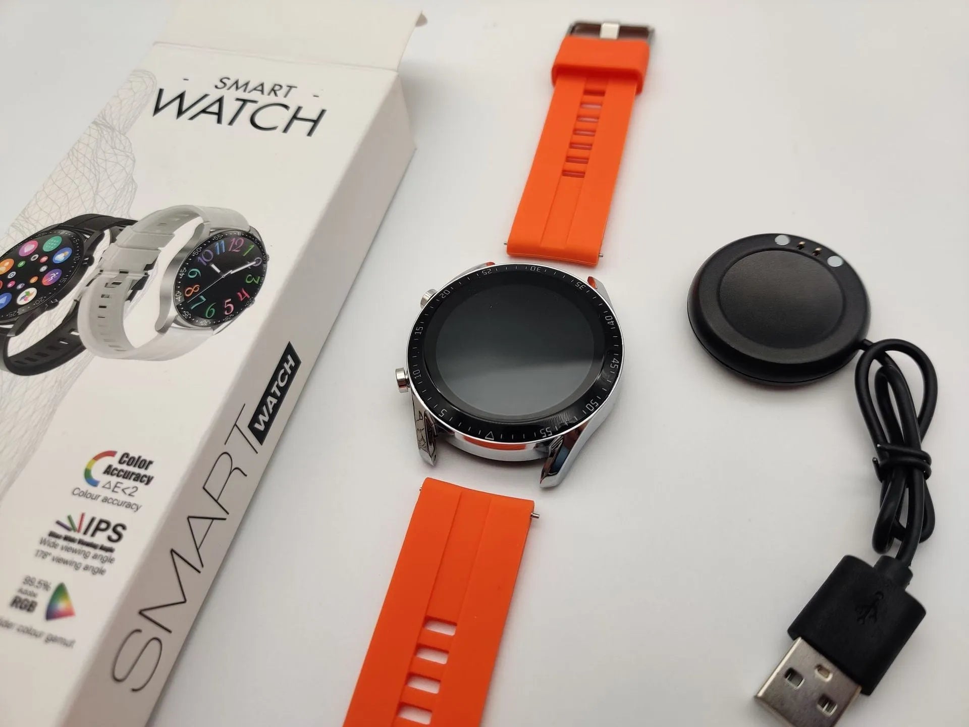 Round smartwatch with Bluetooth calling on wrist, showing black aluminium alloy case and touchscreen display