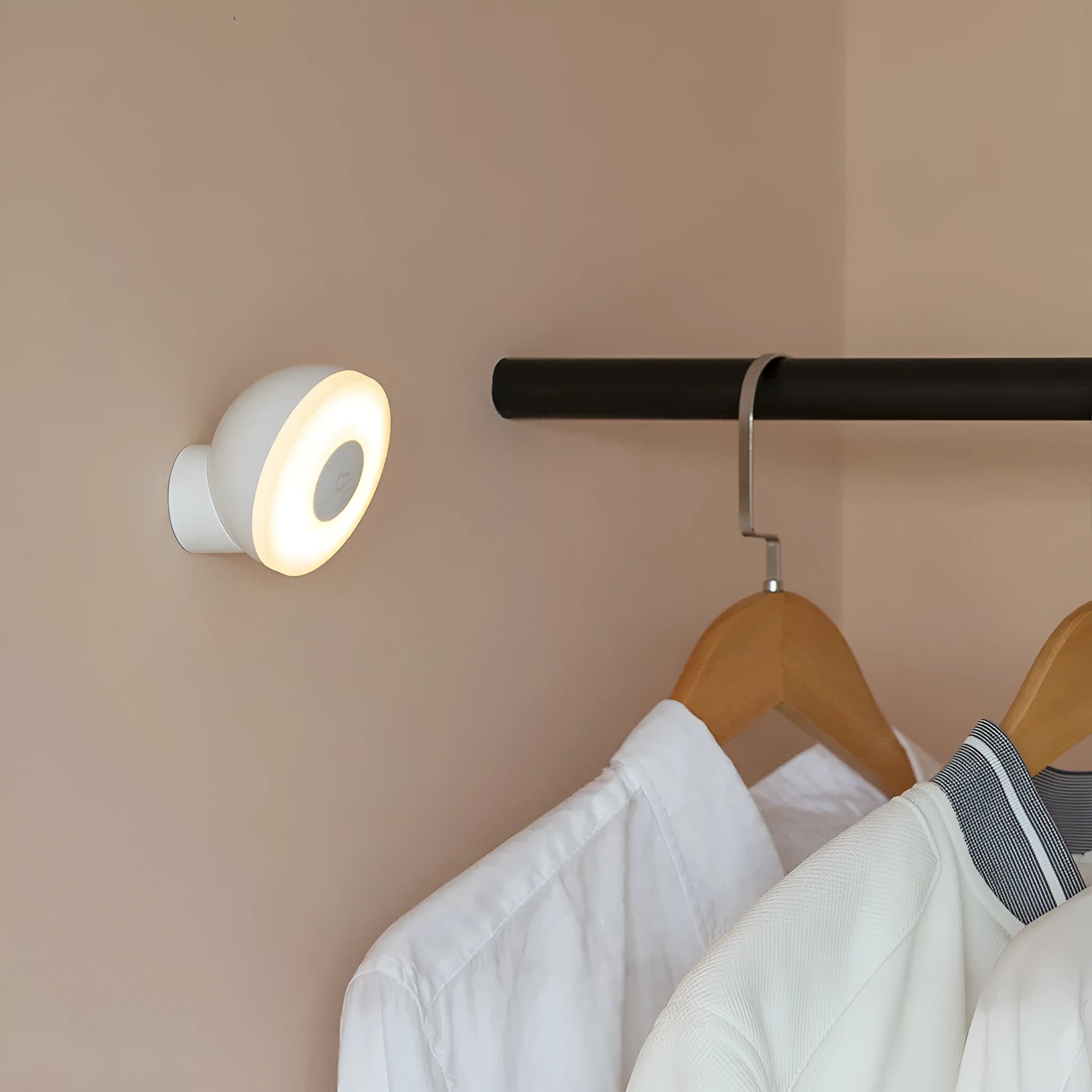 White compact Mijia bedside table lamp with human body induction and Bluetooth