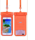 Waterproof PVC phone bag in various colours for diving, beach swimming, and outdoor use available in large and small sizes