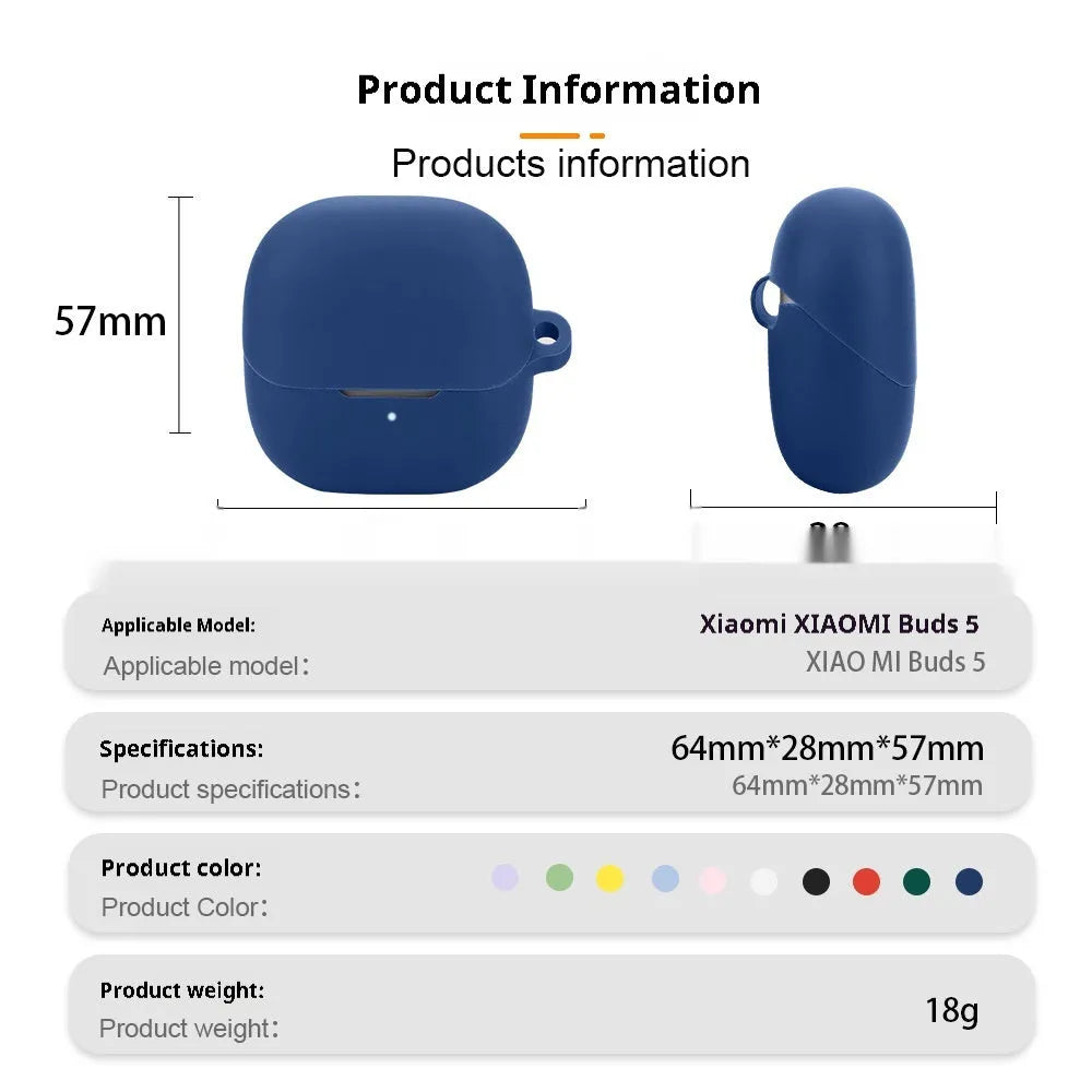 Soft silicone protective case for Buds5 headset in black nude colour, handmade shell