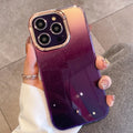 Soft textured iPhone mobile phone case in black, green, orange, or purple colour.