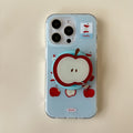 Magnetic phone case with blue bottom for Apple iPhone showing embossed finish and side view