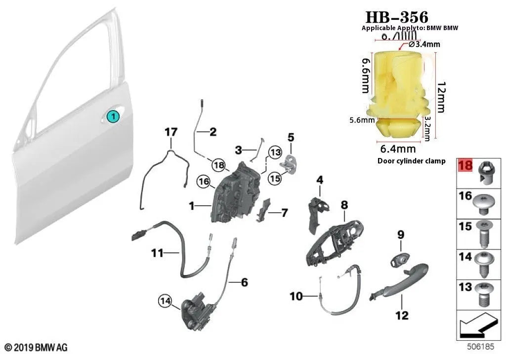 Yellow car door lock anti-loosening device buckle for BMW models single piece